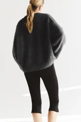 Pull oversize en laine - Gris foncé — photo 3