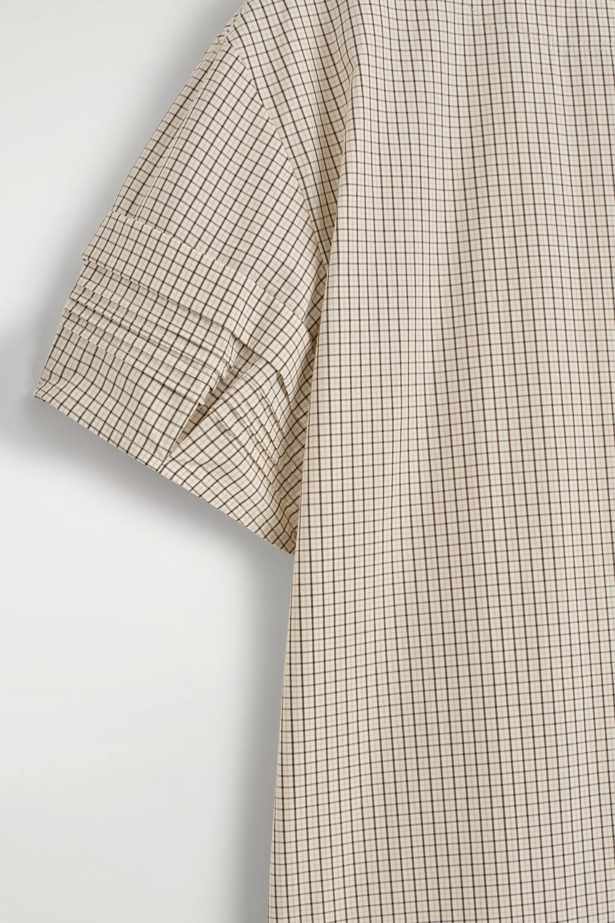 ROBE COURTE NERVURÉE EN COTON - BEIGE / CARREAUX