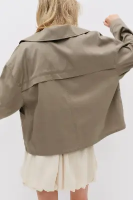 Veste en twill - Vert kaki clair — photo 4