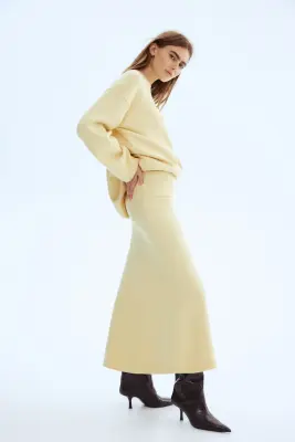 Jupe évasée en maille - Jaune clair — photo 5