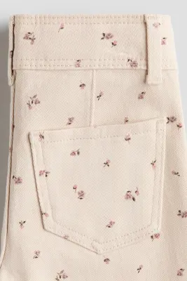 Pantalon large en twill - Beige clair/fleuri — photo 2