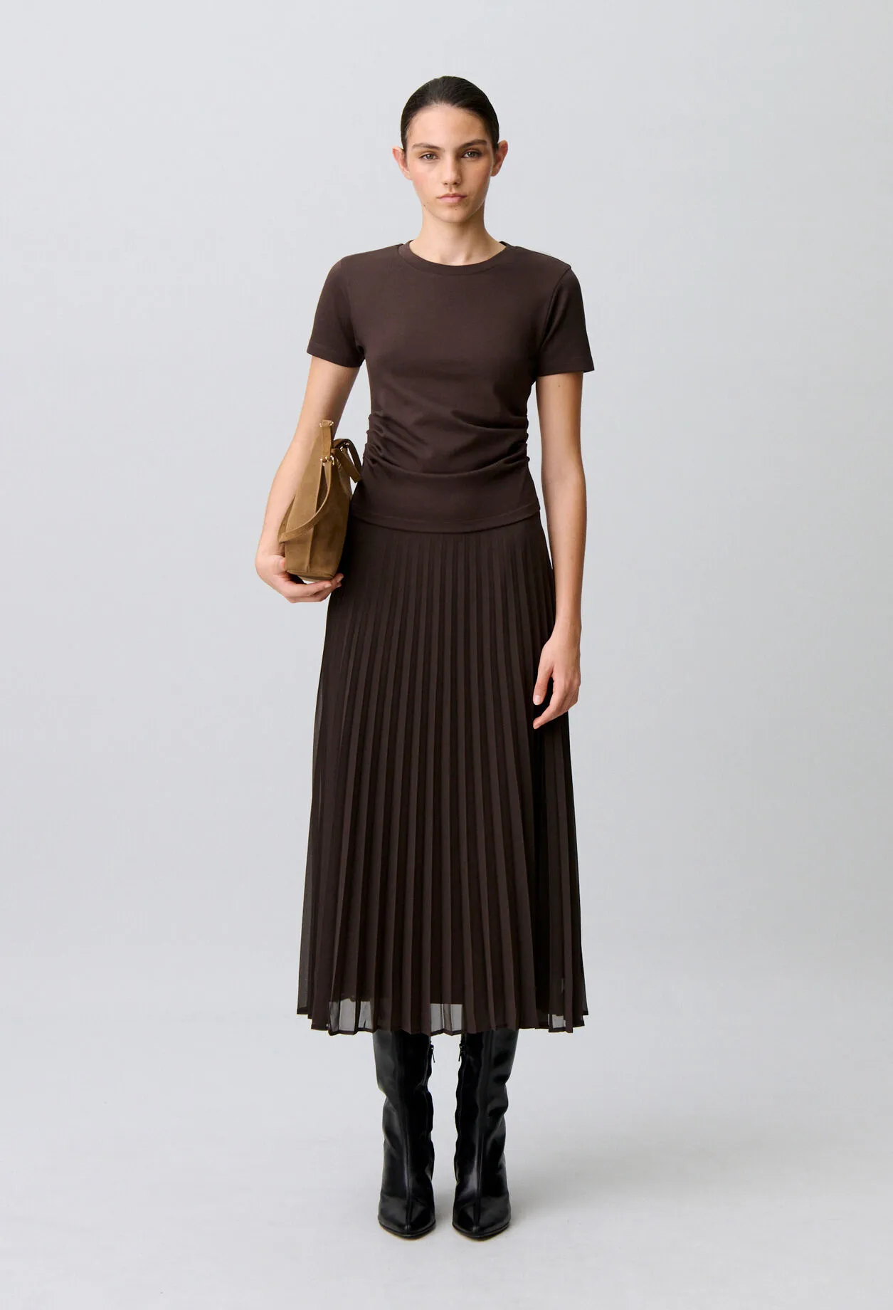 Robe bi-matière plissée