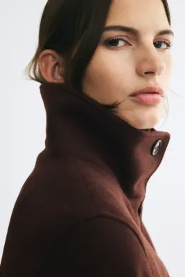 Veste courte avec col entonnoir - Marron foncé — photo 2