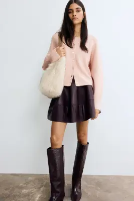 Gilet en maille torsadée - Rose corail clair — photo 1