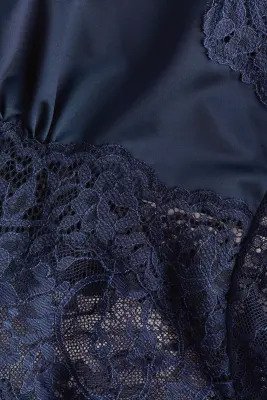 Body en microfibre et dentelle - Bleu foncé — photo 4