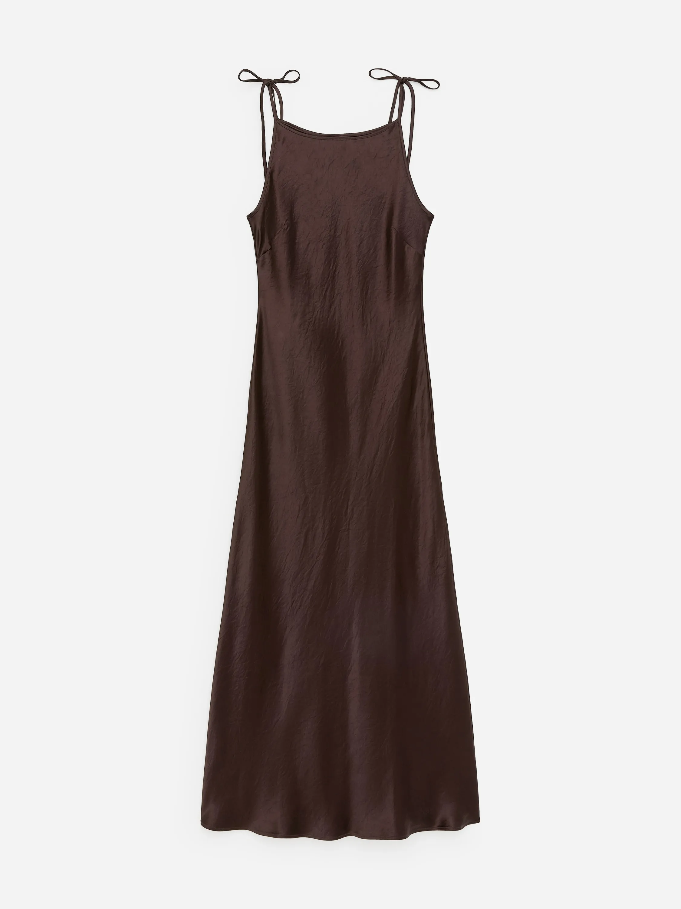 Robe nuisette en satin froissé - Marron foncé