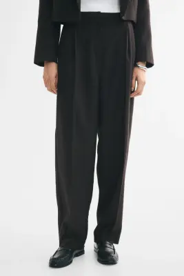 Pantalon chic en twill - Marron/motif pied-de-poule — photo 4