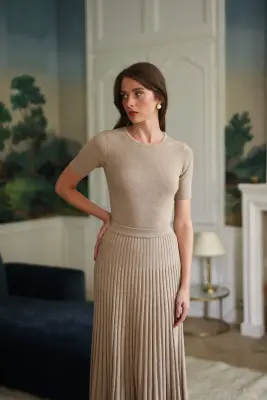 Henrietta Knit Top - Beige melange — photo 2