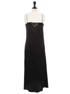 Robe longue slip dress à fines bretelles en soie noire Prix boutique 2200€ Taille XS — photo 1