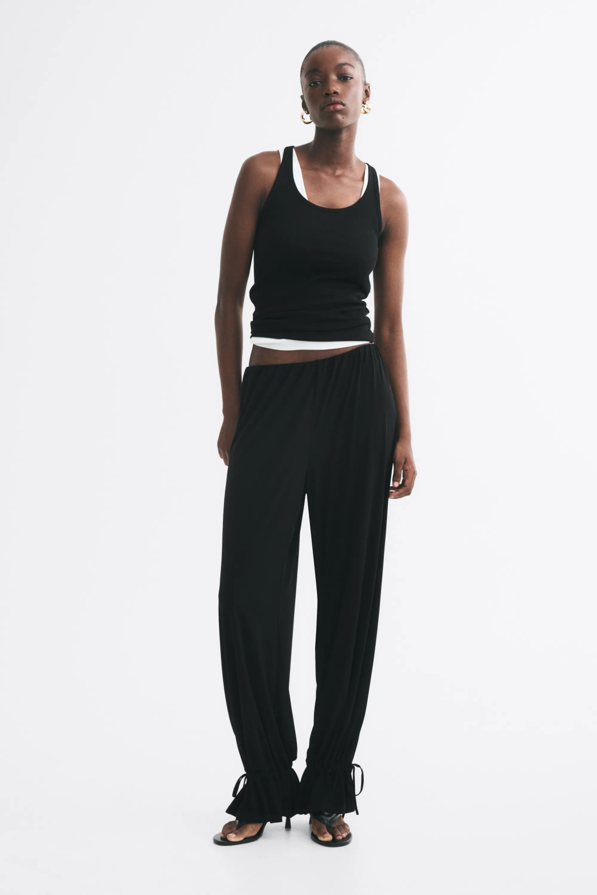 Pantalon ballon avec détails à nouer - Noir