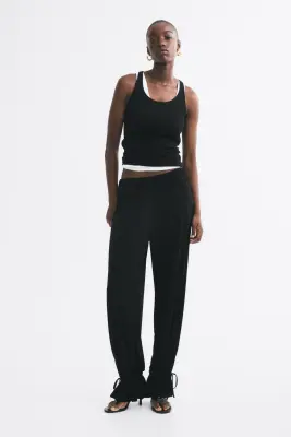 Pantalon ballon avec détails à nouer - Noir — photo 1