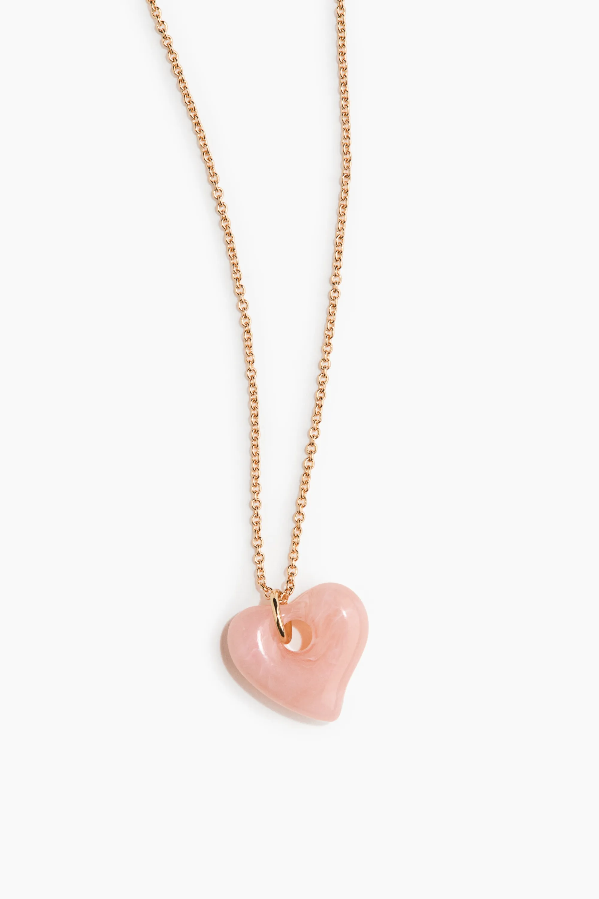 Heart-pendant necklace - Rose clair/doré
