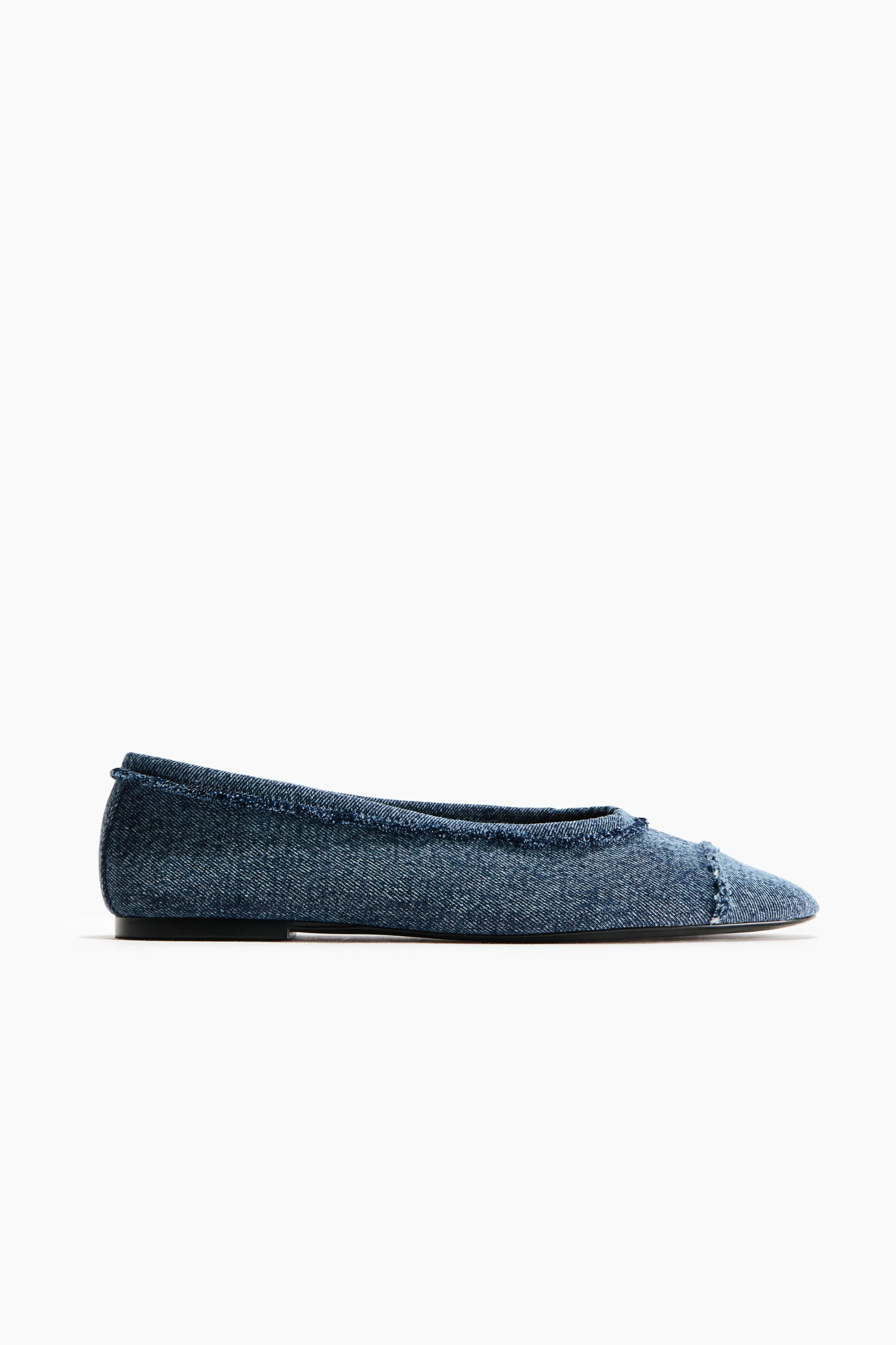 Ballerines frangées en coton - Bleu denim