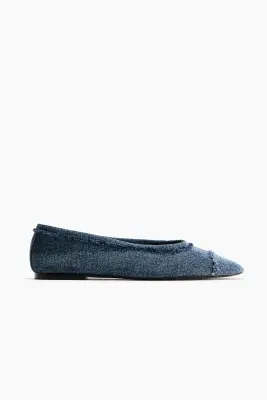 Ballerines frangées en coton - Bleu denim — photo 1