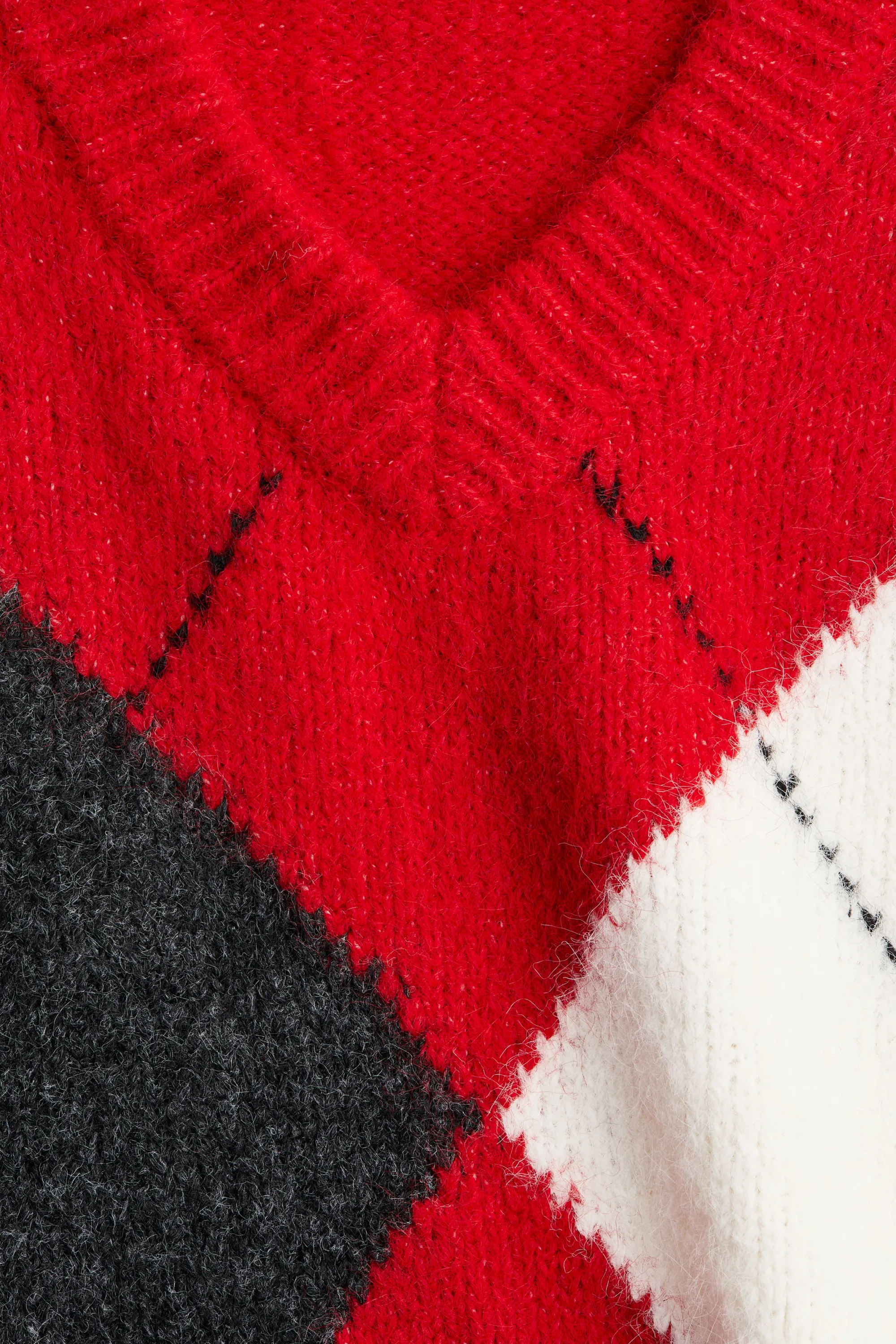 Pull sans manches en maille jacquard - Rouge vif/motif argyle
