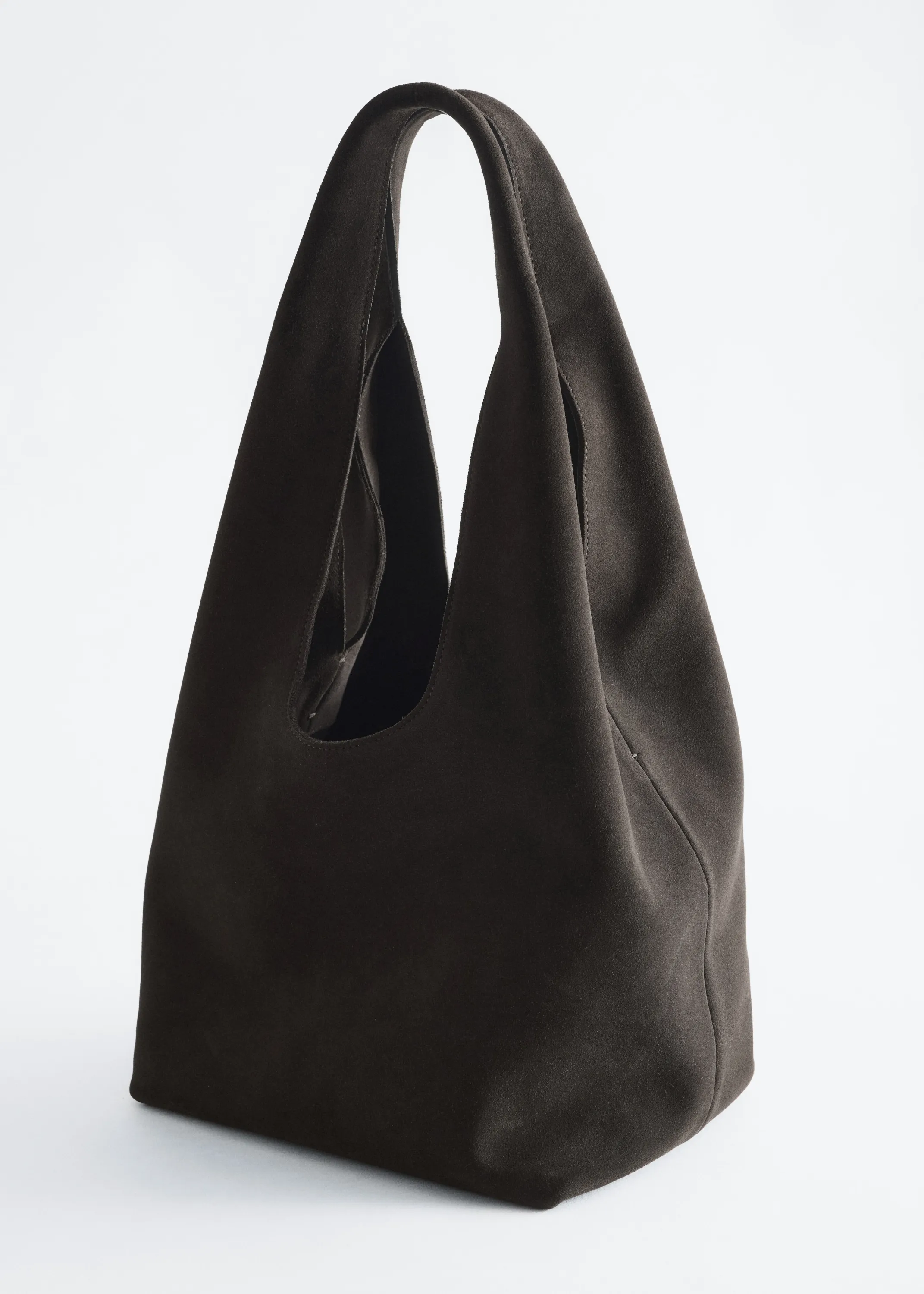 Sac cabas en croûte de cuir suédé - Marron foncé