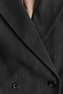 Blazer à fermeture croisée - Gris foncé/rayures tennis — photo 5