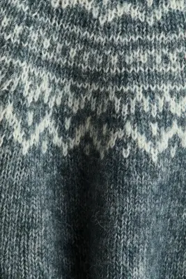 Pull en maille jacquard de laine mélangée - Turquoise/motif — photo 3