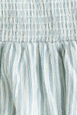 Robe smockée à bretelles fines - Crème/rayures bleu clair — photo 3