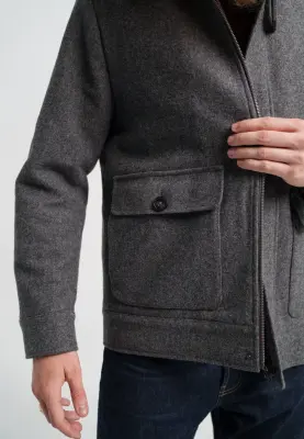 Le blouson en laine - Gris — photo 2