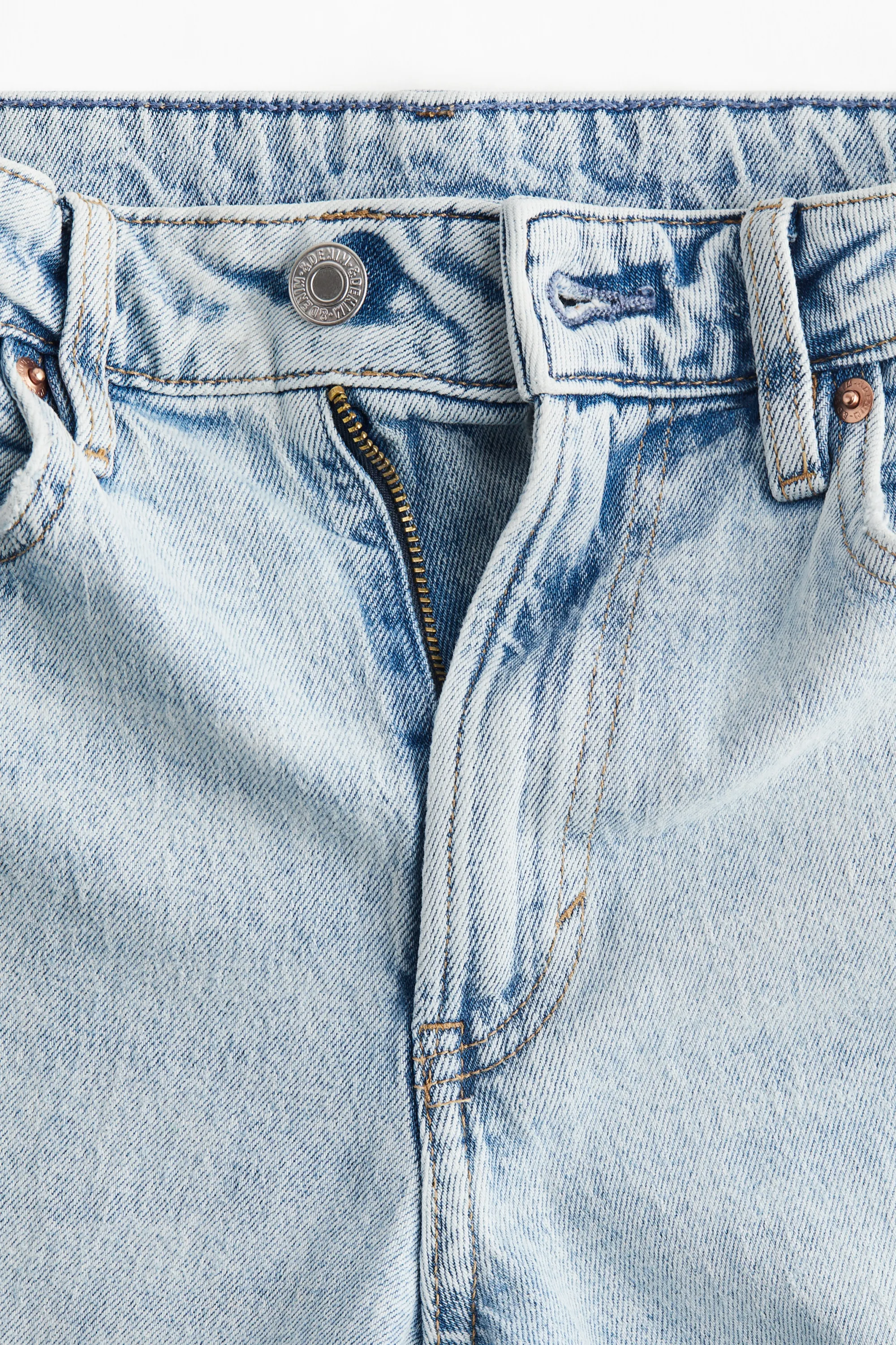 Slim Straight High Ankle Jeans - Bleu denim clair