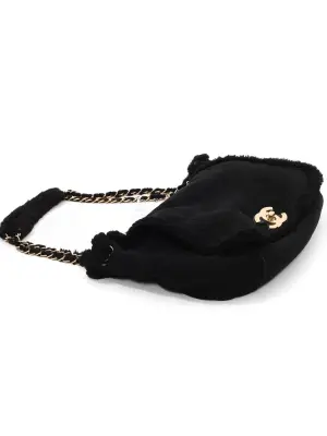 Sac en shearling daim noir peau retournée noir fermoir CC dorée Prix boutique 5850€ — photo 3