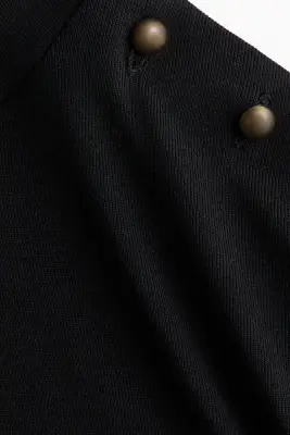 Top à boutons avec col cheminée - Noir — photo 3