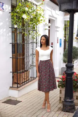 Mara Wrap Skirt - Black floral — photo 2