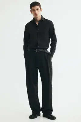 Chemise Slim Fit en coton - Noir — photo 2