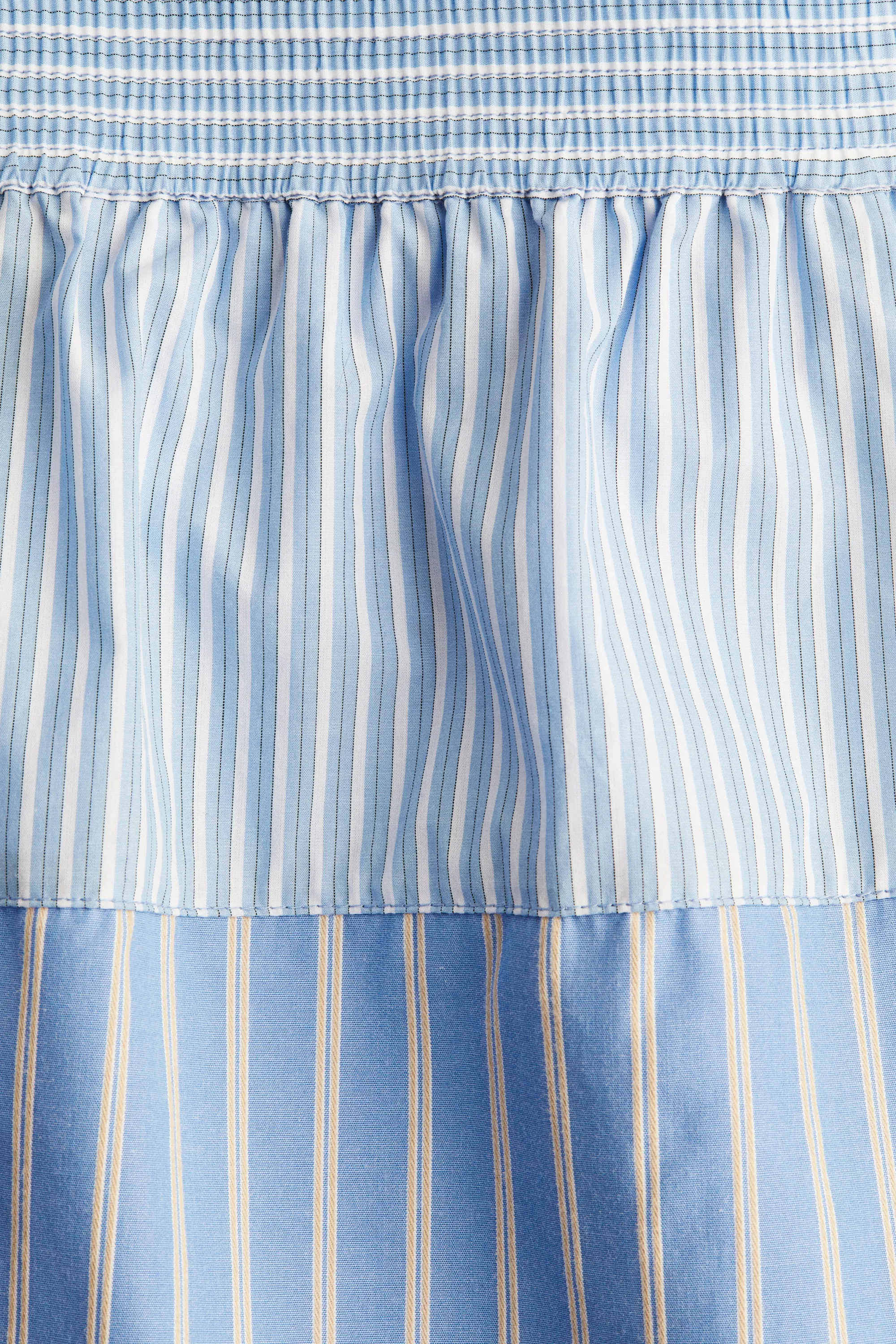 Pantalon loose en coton - Bleu clair/rayé