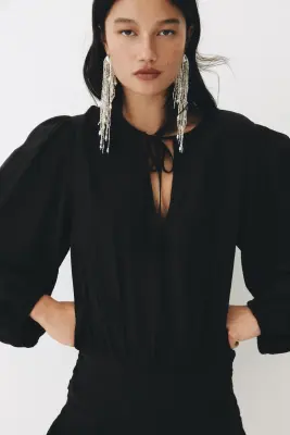 Robe avec jupe à étages - Gris foncé — photo 2