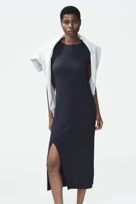 Robe T-shirt midi - Bleu marine — photo 1