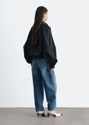 Blouse en coton avec des manches chauve-souris - Noir — photo 4