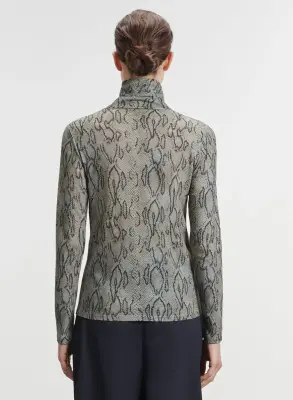 T-shirt en coton et cachemire imprimé serpent — photo 2
