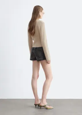 Short court taille basse en jean - Noir délavé — photo 3