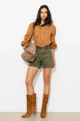 Short en jean de couleur Femme — photo 3