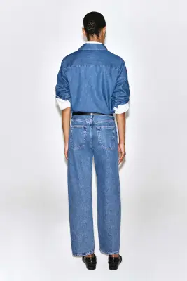CHEMISE LONGUE EN DENIM - BLEU — photo 4