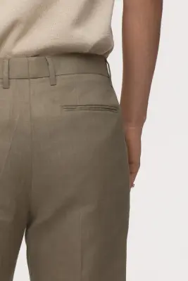 Pantalon de costume Slim Fit en lin - Vert kaki — photo 3