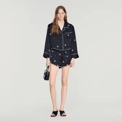 Short brodé perles et strass