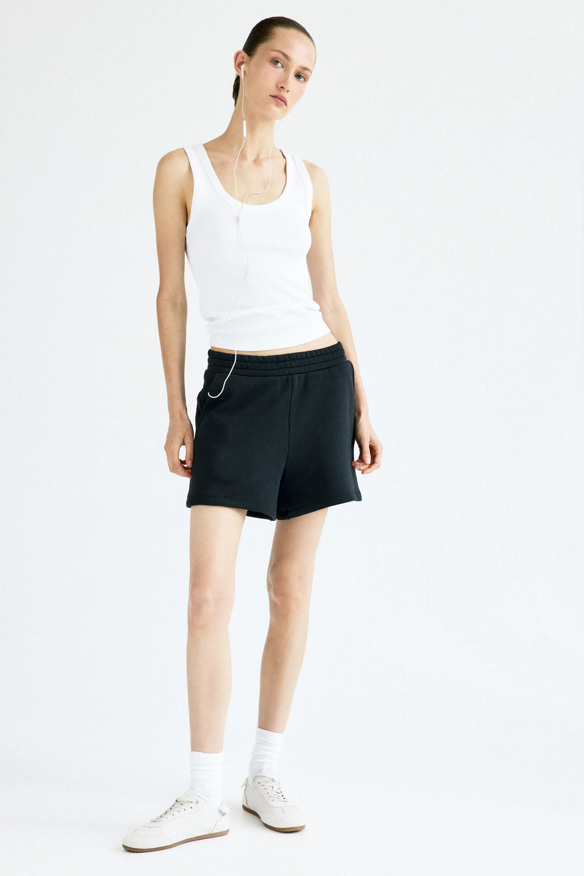 Short en molleton de coton - Noir