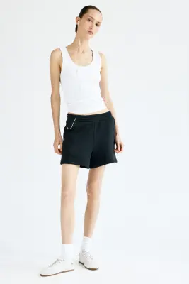 Short en molleton de coton - Noir — photo 1