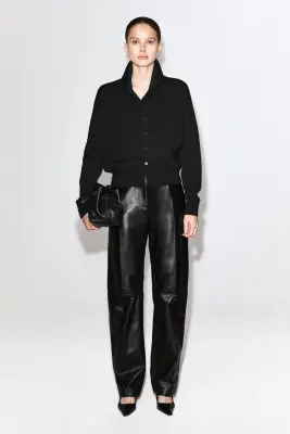 CARDIGAN À COL CHEMINÉE EN LAINE MÉRINOS - NOIR — photo 2