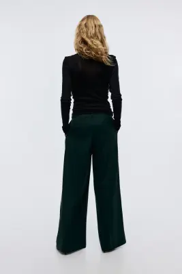 Pantalon chic à jambes larges - Vert foncé — photo 2