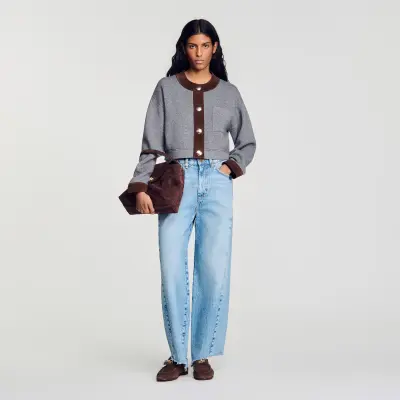 Cardigan empiècements suède
