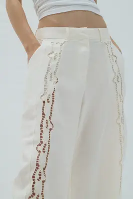 Pantalon barrel en lin mélangé - Ivoire — photo 2