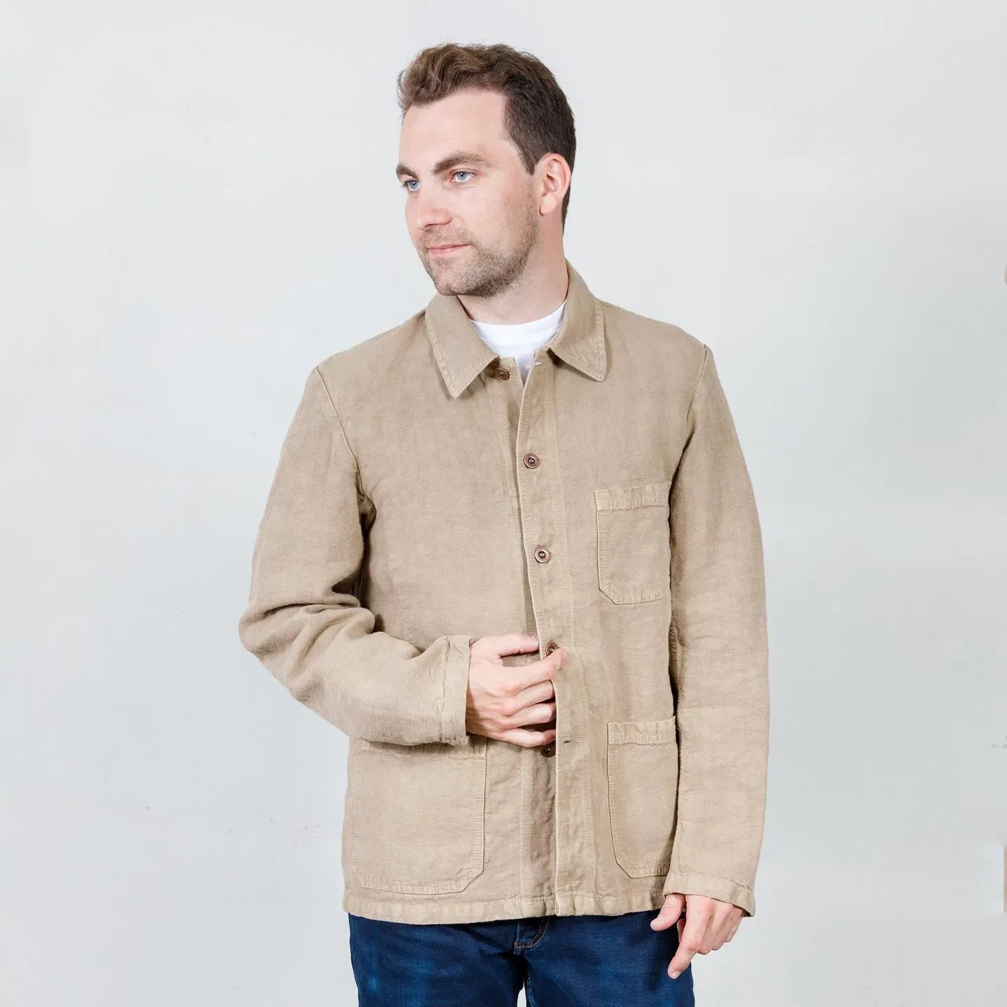 Veste de travail en lin lourd 3L/5C - Bois