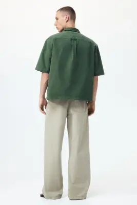 Pantalon Loose Fit en toile de coton - Vert kaki clair — photo 4
