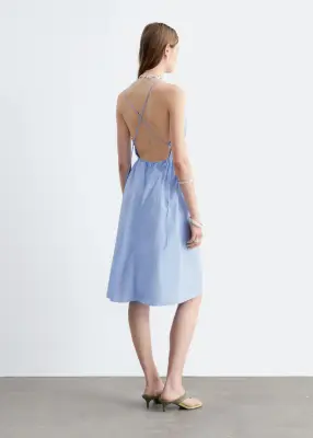 Robe midi en coton - Bleu clair — photo 5