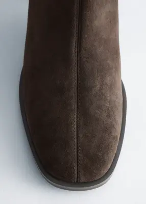 Bottines-chaussettes en cuir - Marron foncé — photo 3