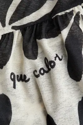 Jupe en maille vaporeuse - Blanc/noir/fleuri — photo 1